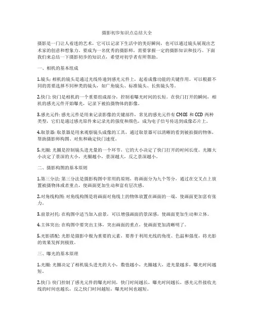 摄影初步知识点总结大全