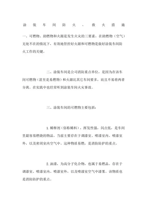 涂装车间防火救火措施