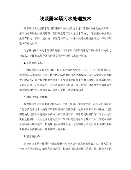 浅谈屠宰场污水处理技术
