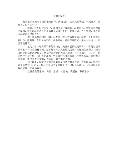 《美丽的家乡》小学生作文