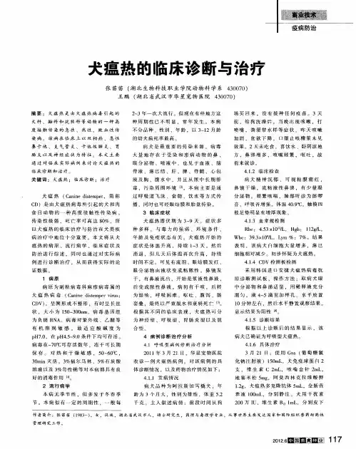 犬瘟热的临床诊断与治疗