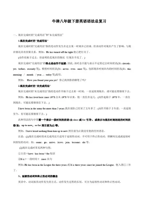 苏教译林版八年级下册英语语法总复习资料及练习