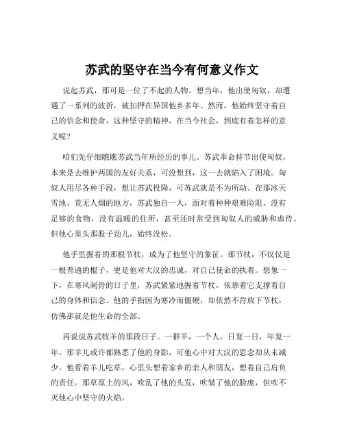 苏武的坚守在当今有何意义作文