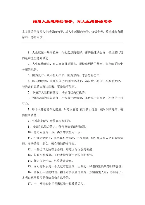 描写人生感悟的句子,对人生感悟的句子