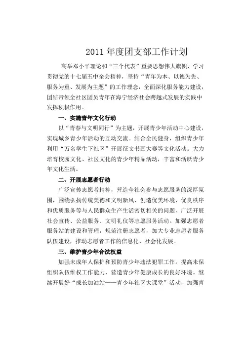 11年团支部工作计划