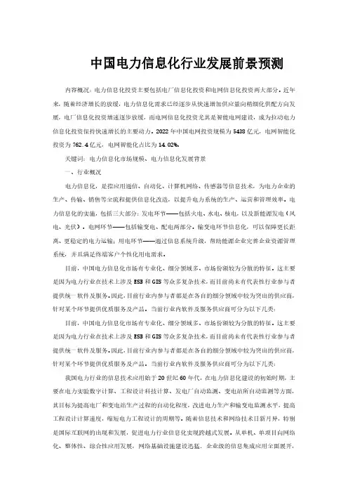 中国电力信息化行业发展前景预测