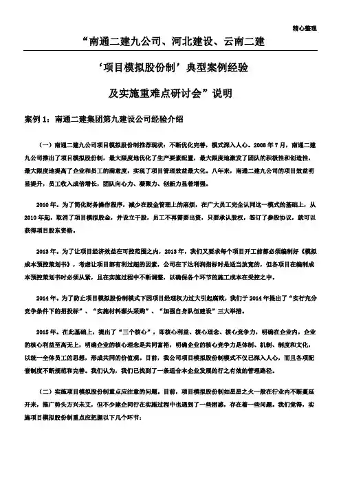 项目模拟股份制
