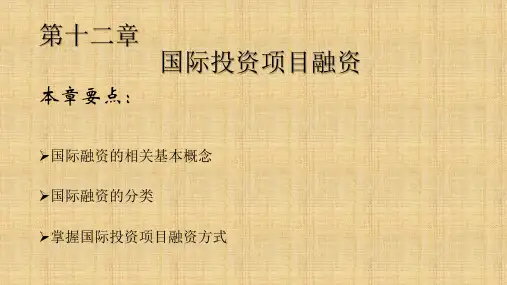 第十二章   国际投资项目融资  《国际投资学》
