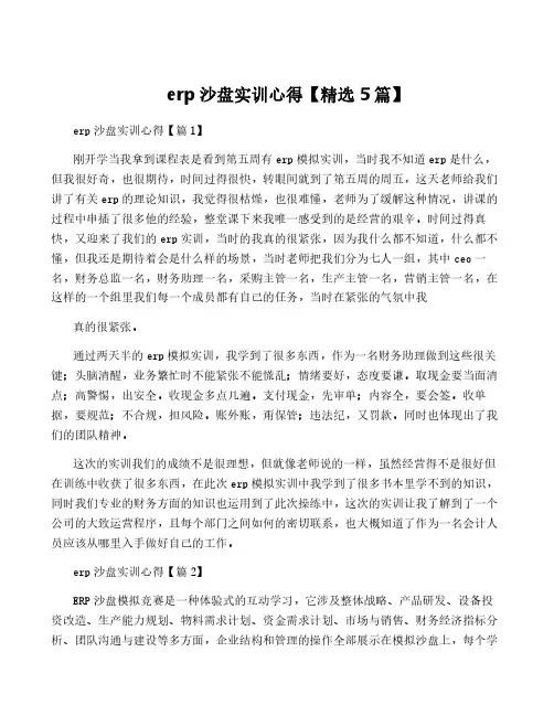 erp沙盘实训心得【精选5篇】