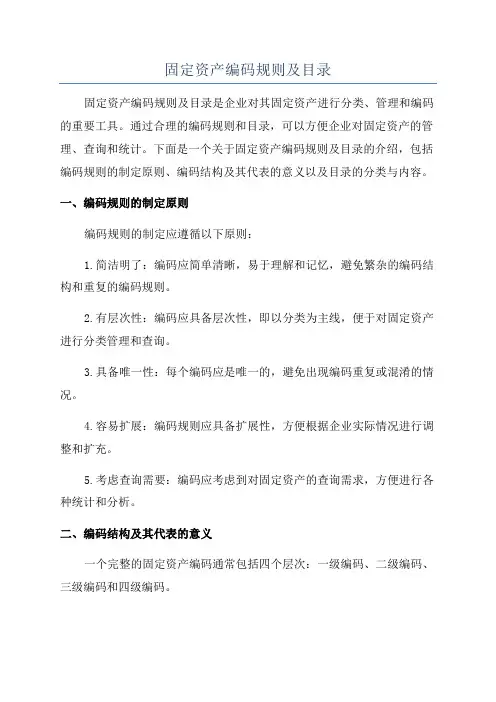 固定资产编码规则及目录