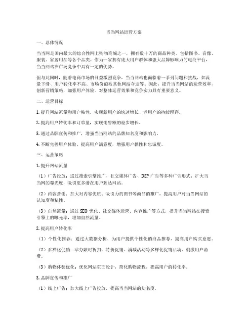 当当网站运营方案