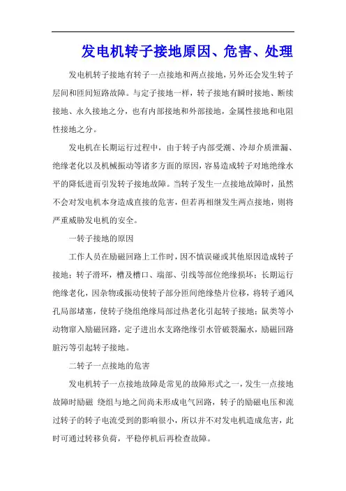 发电机转子接地原因、危害、处理