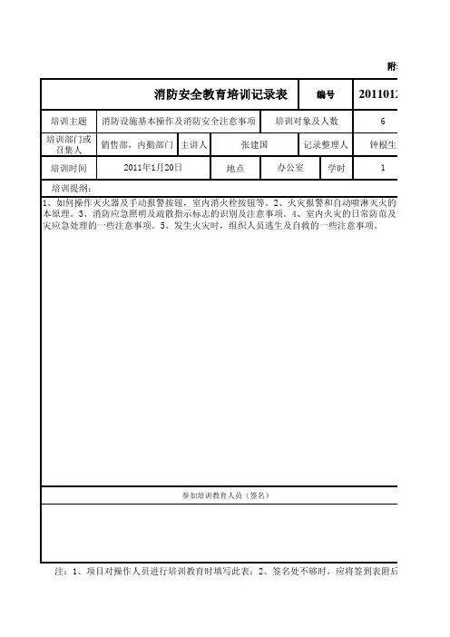 消防安全培训记录表