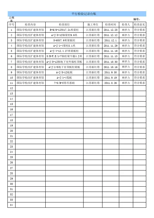 平行检验记录台账