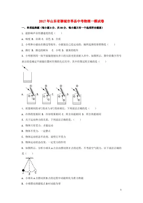 山东省聊城市莘县2017年中考一模试卷(含解析)
