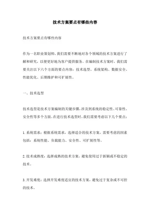 技术方案要点有哪些内容