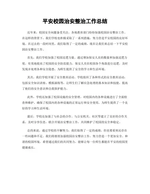 平安校园治安整治工作总结