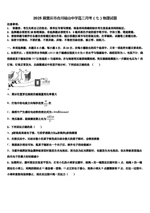 2025届重庆市合川瑞山中学高三月考(七)物理试题