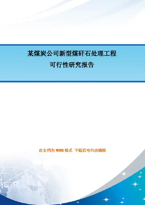 某煤业公司新建煤矸石治理项目可行性研究报告