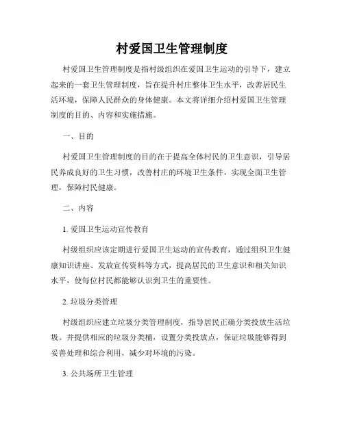 村爱国卫生管理制度
