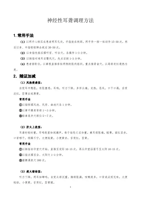 神经性耳聋调理方法