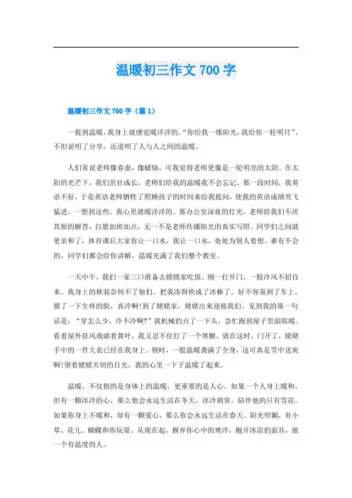 温暖初三作文700字