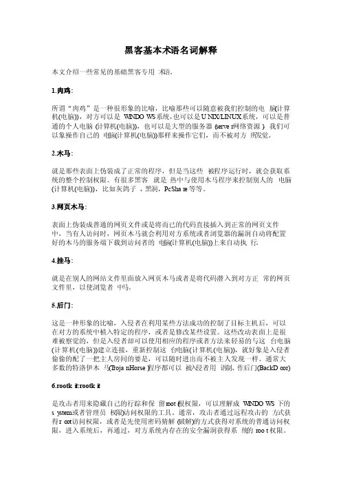 黑客基本术语名词解释