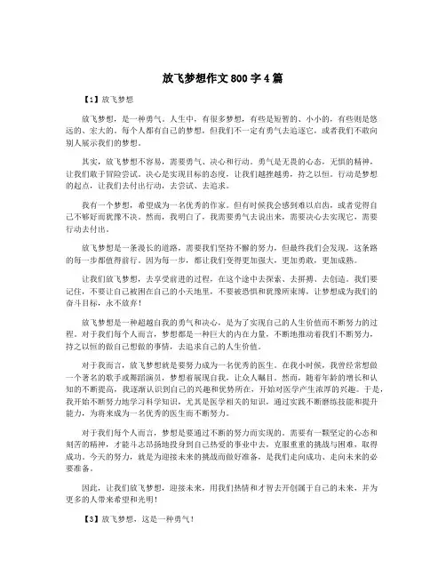 放飞梦想作文800字4篇