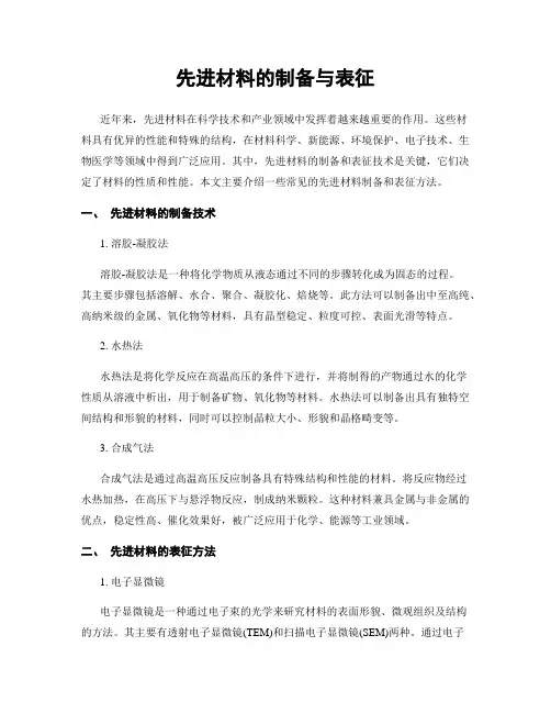 先进材料的制备与表征