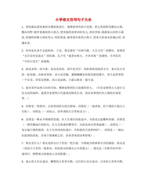 2021年最新小学语文仿写句子常考句式小升初必练