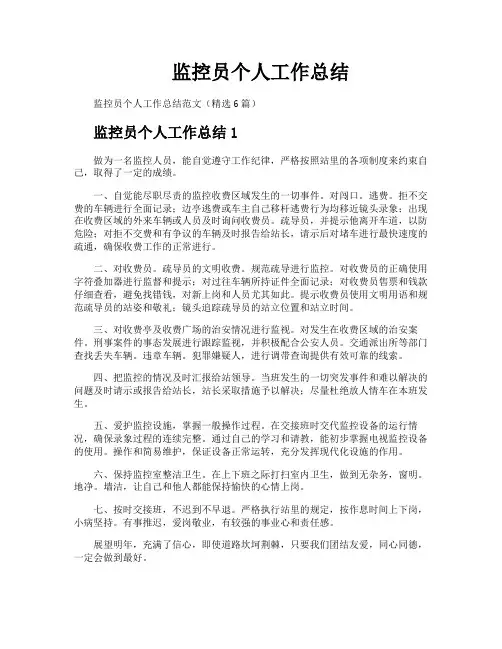 监控员个人工作总结