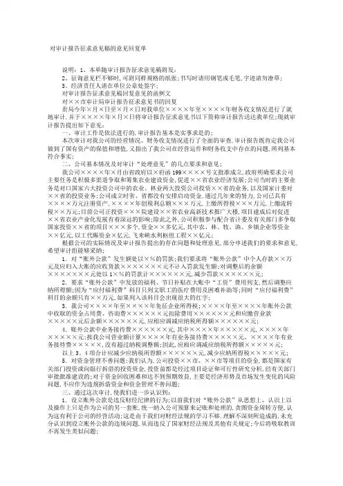 审计报告回复意见