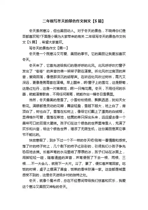 二年级写冬天的景色作文例文【5篇】