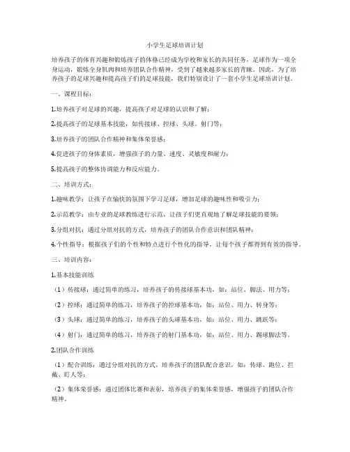 小学生足球培训计划