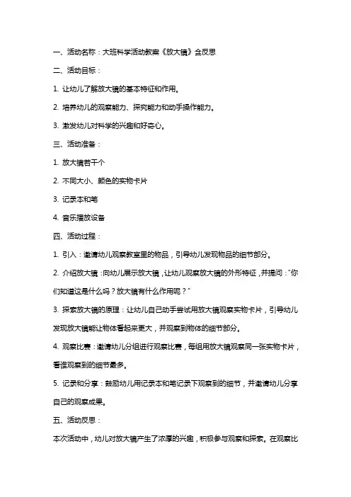 大班科学活动教案《放大镜》含反思