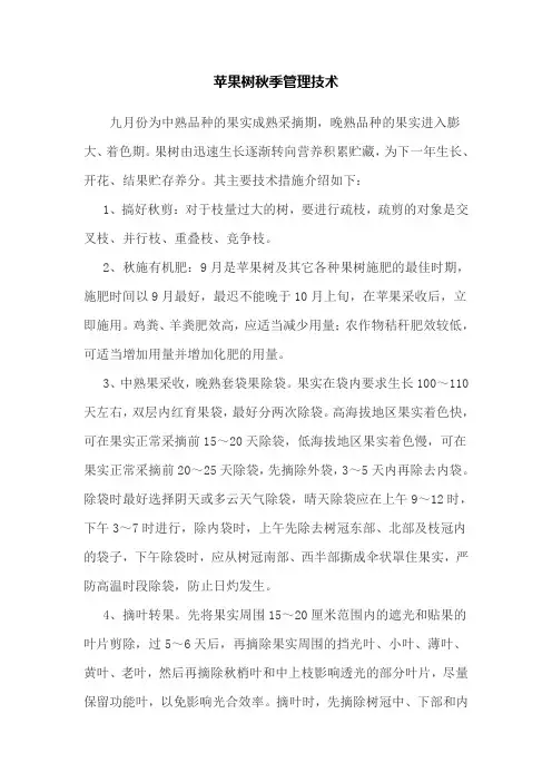 苹果树秋季管理技术