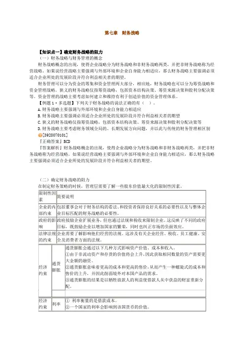 公司战略与风险管理第7章习题