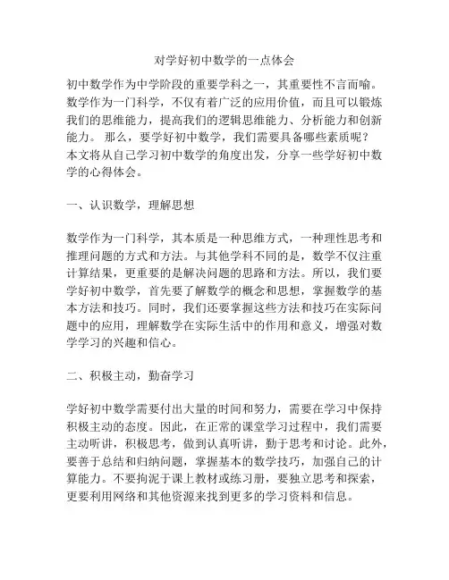 对学好初中数学的一点体会