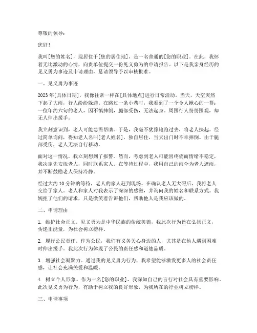 见义勇为_申请报告