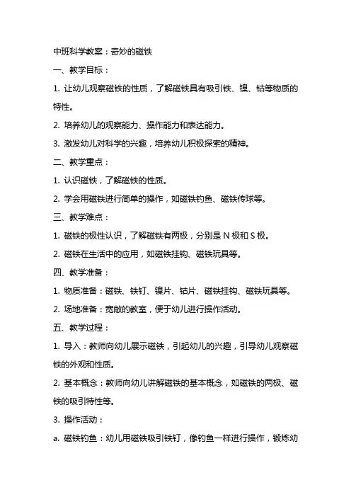 中班科学教案：奇妙的磁铁