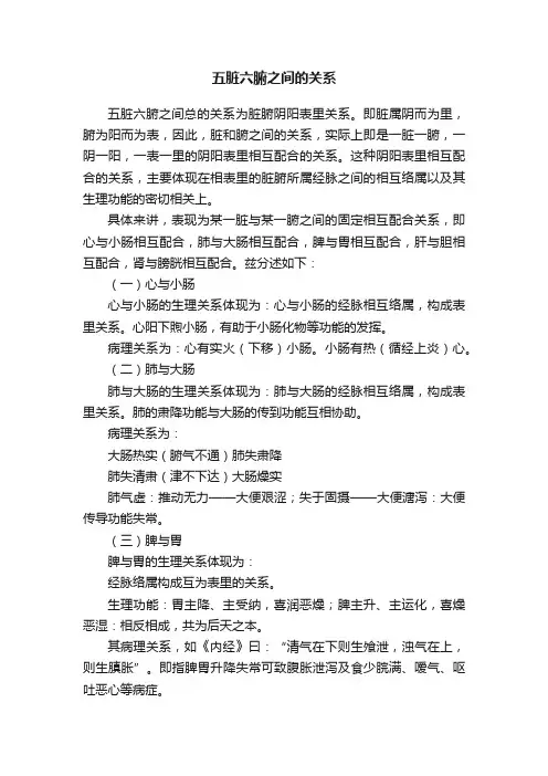 五脏六腑之间的关系