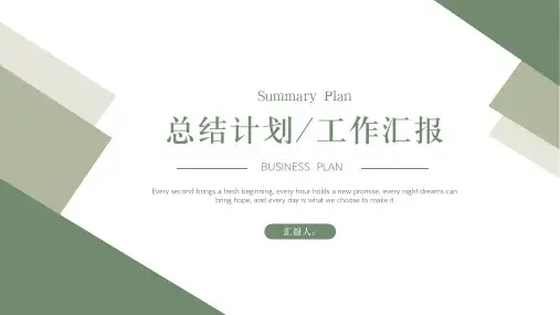 绿色简约风总结计划汇报PPT模板