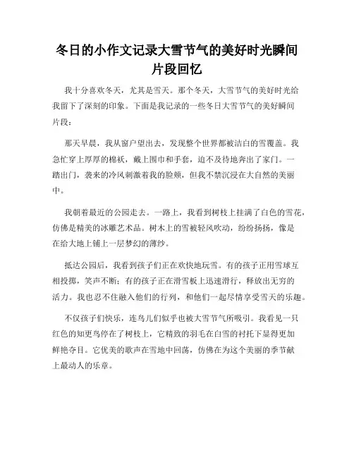 冬日的小作文记录大雪节气的美好时光瞬间片段回忆