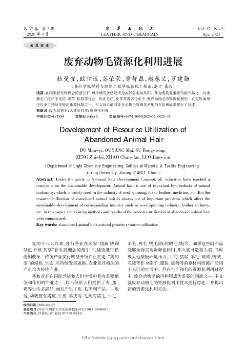 废弃动物毛资源化利用进展