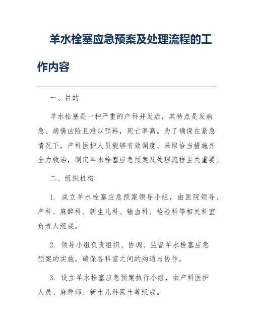 羊水栓塞应急预案及处理流程的工作内容