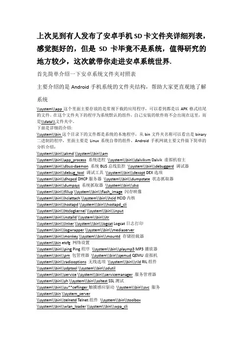 安卓系统文件夹对照表