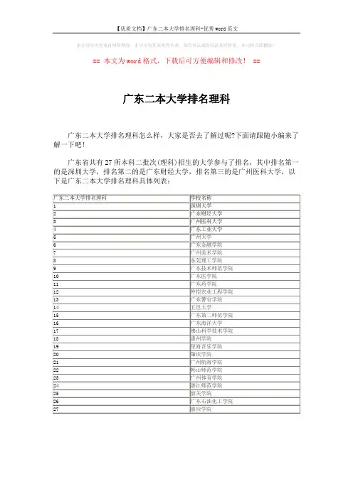 【优质文档】广东二本大学排名理科-优秀word范文 (1页)