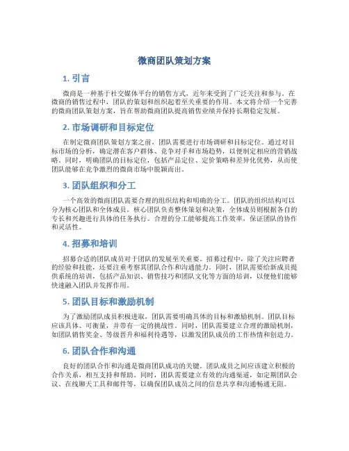 微商团队策划方案