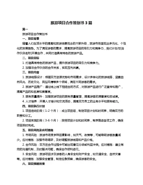 旅游项目合作策划书3篇