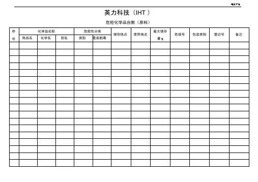 危险化学品台账模版
